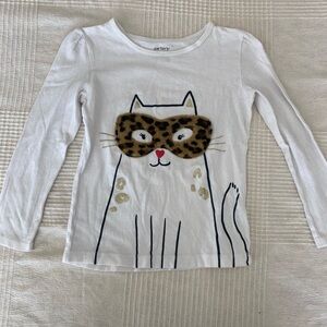 4T - Carter's White Cat Graphic Kids Shirt